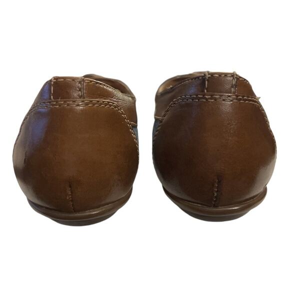 Sofft Flats Brown Leather Denim Blue Loafers Buckle Toe Womens 7.5 M Driving Moc - Picture 5 of 9